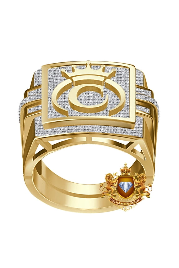 Real Genuine 1.25 Ct. MOISSANITE Diamond Initial Letter Alphabet Crown Face Ring C