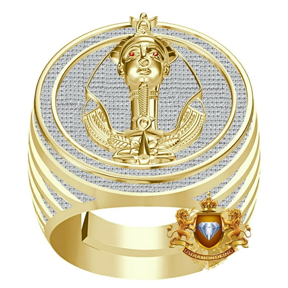 Real Genuine 1.75 Ct. MOISSANITE Diamond Egyptian King Tut Pharaoh Big Ring Band
