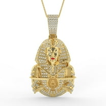 Real Genuine 2.00 Cwt Natural Moissanite Diamond Iced Out Ancient Egyptian Pharaoh King Tutankhamun 14K Gold Finish Pendant Charm