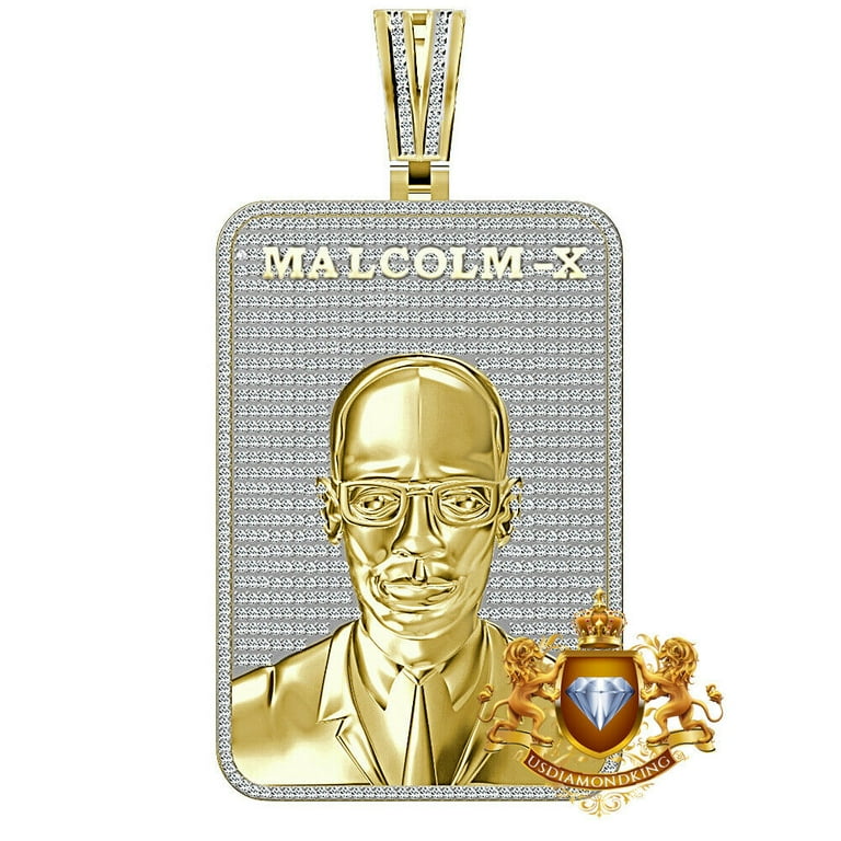 Real Genuine 2.50 Cwt. VVS1 MOISSANITE Malcolm X Frame Charm 3D Custom Pendant Yellow Gold Finish Walmart