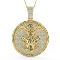 Real Genuine 3.00 Cwt Moissanite Diamond Bling Zodiac Astrology Birth Sign Lucky Capricorn Sea Goat Horoscope 14K Gold Finish Pendant Charm
