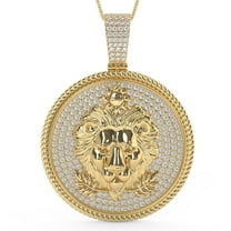 Real Genuine 3.00 Cwt Moissanite Diamond Hip Hop Zodiac Astrology Birth Sign Lucky Leo Lion Horoscope 14K Gold Finish Pendant Charm Set