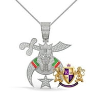 KING CROWN JEWELERS Real Genuine 3.50 Cwt. VVS/1 Moissanite Diamond Prince Hall Shrine Freemasonry Masonic Freemason Shriners 10K Gold Over Pendant Charm +Chain
