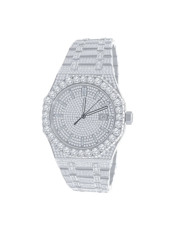 Real Genuine Certified 24.65 Cwt. VVS/D Moissanite Diamond Men's Stainless Steel 14K Gold Finish Luxury Automatic Designer Custom Watch