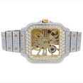 thumbnail image 1 of Real Genuine Certified 24.76 Cwt. VVS/D Moissanite Diamond 14K Two Tone Gold Finish Luxury Automatic Skeleton Dial Men's Steel Custom Designer Watch, 1 of 3