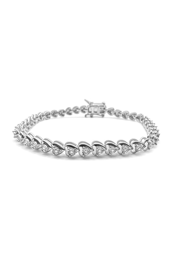 Real Genuine Diamond 0.50 Cwt Natural Heart Shape Tennis Bracelet, Bangle Diamond Bracelet, Christmas Gift, Gift For Her