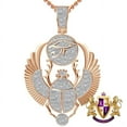 thumbnail image 1 of Real Genuine Diamond 0.61 Cwt. 28+ Grams Egyptian Scarab Beetle Amulets Winged Horus Evil Eye Of Ra Pendant 10K Rose Gold On Pharaoh Charm Chain Set, 1 of 6