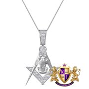 KING CROWN JEWELERS Real Genuine Diamond 0.65 Ctw. Masonic Freemason 32nd Degree Scottish Rite Double Headed Eagle Freemasonry 10K Gold Over Charm Pendant Chain