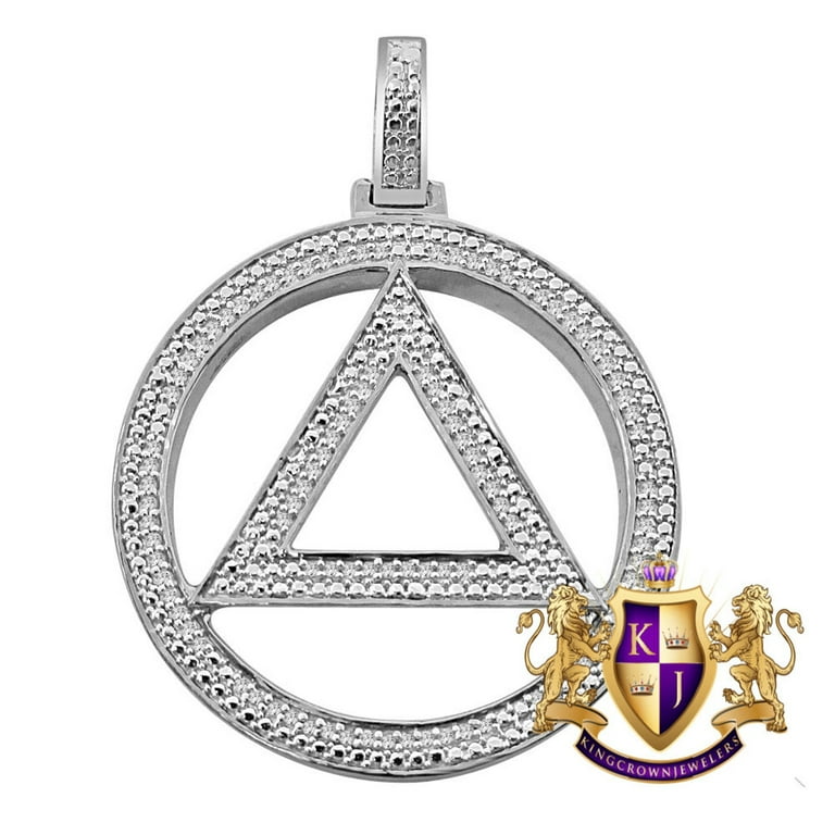 Real Genuine Diamond Illuminati Eminem Triangle Sign 10K White Gold Finish Pendant Charm Walmart
