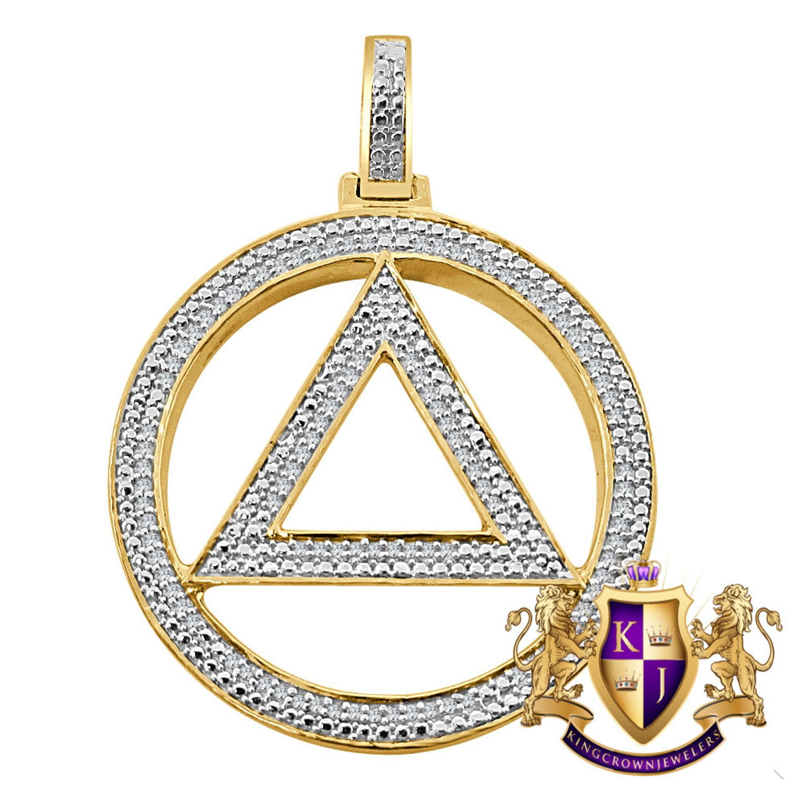 Real Genuine Diamond Illuminati Eminem Triangle Sign 10K Yellow