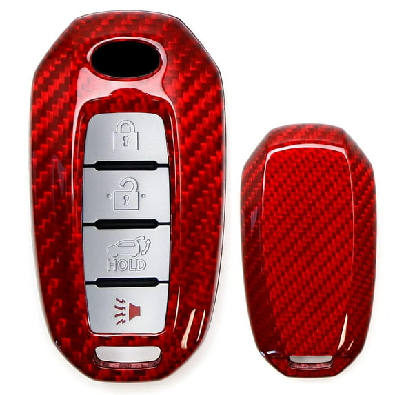 Real/Genuine Gloss Red Carbon Fiber Key Fob Shell Cover, For Infiniti 2020-up Q50 Q60 QX50 QX55 QX60 Smart Key Fob