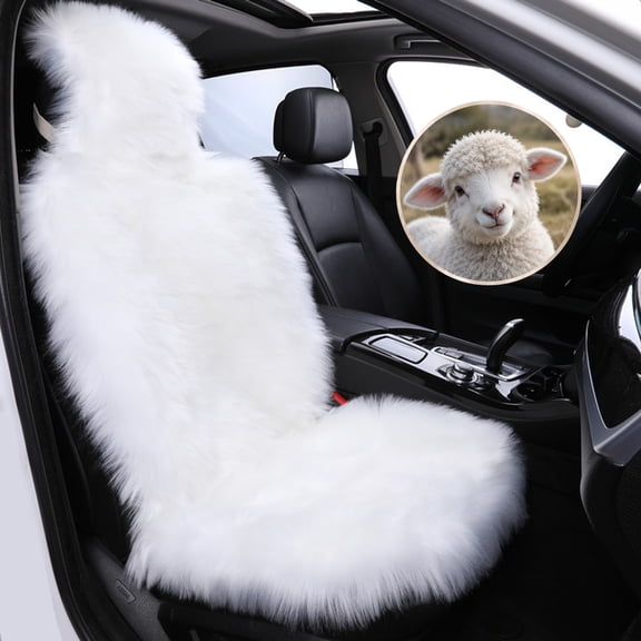 Real Genuine Sheepskin Seat Covers for Cars SUV Trucks Van RV Front Seats Sheepskin Car Seat Covers Sheepskin Automotive Seat Covers Fuzzy Fleece Fur Car Seat Covers Universal (1 Piece)