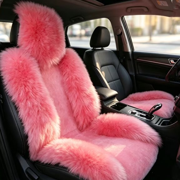 Real Genuine Sheepskin Seat Covers for Cars SUV Trucks Van RV Front Seats, Soft Fur Warm Protector Cushions, Universal fit, Easy Install With Non-Slip Backing