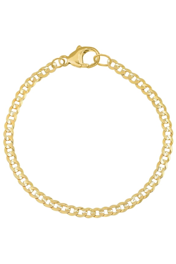Real Genuine 14K Yellow Gold Filled Cuban Link Bracelet 3 mm 8 Inch for Men and Women Golds