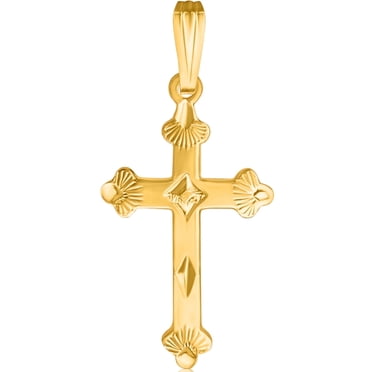 Jewelheart 14k Yellow Gold Simple Cross Pendant - Religious Charm For Men Women