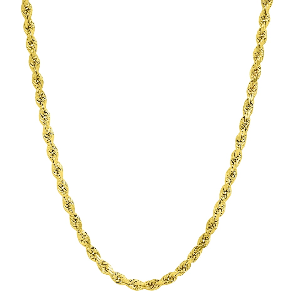 GOLDS REAL Real Genuine Solid 1/20 14K Yellow Gold Rope Chain Necklace 20 Inch 2 mm for Men and Women Golds