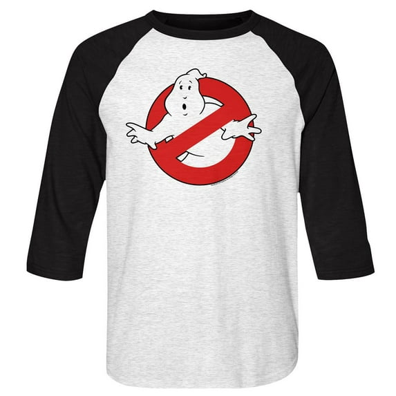 Real Ghostbusters Symbol White/Black Raglan T-Shirt
