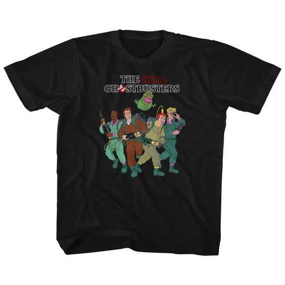 Real Ghostbusters The Whole Crew Black Children's T-Shirt