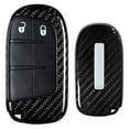 thumbnail image 1 of Real Gloss Black Carbon Fiber Smart Key Fob Hard Shell For Charger Challenger Dart Durango Journey, Grand Cherokee, Renegade, 200/300 Keyless Smart Key, 1 of 9