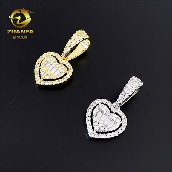 Real Gold Electroplated Heart Pendant Copper Inlaid with Full Diamond Zirconia Trendy Accessory Pendant