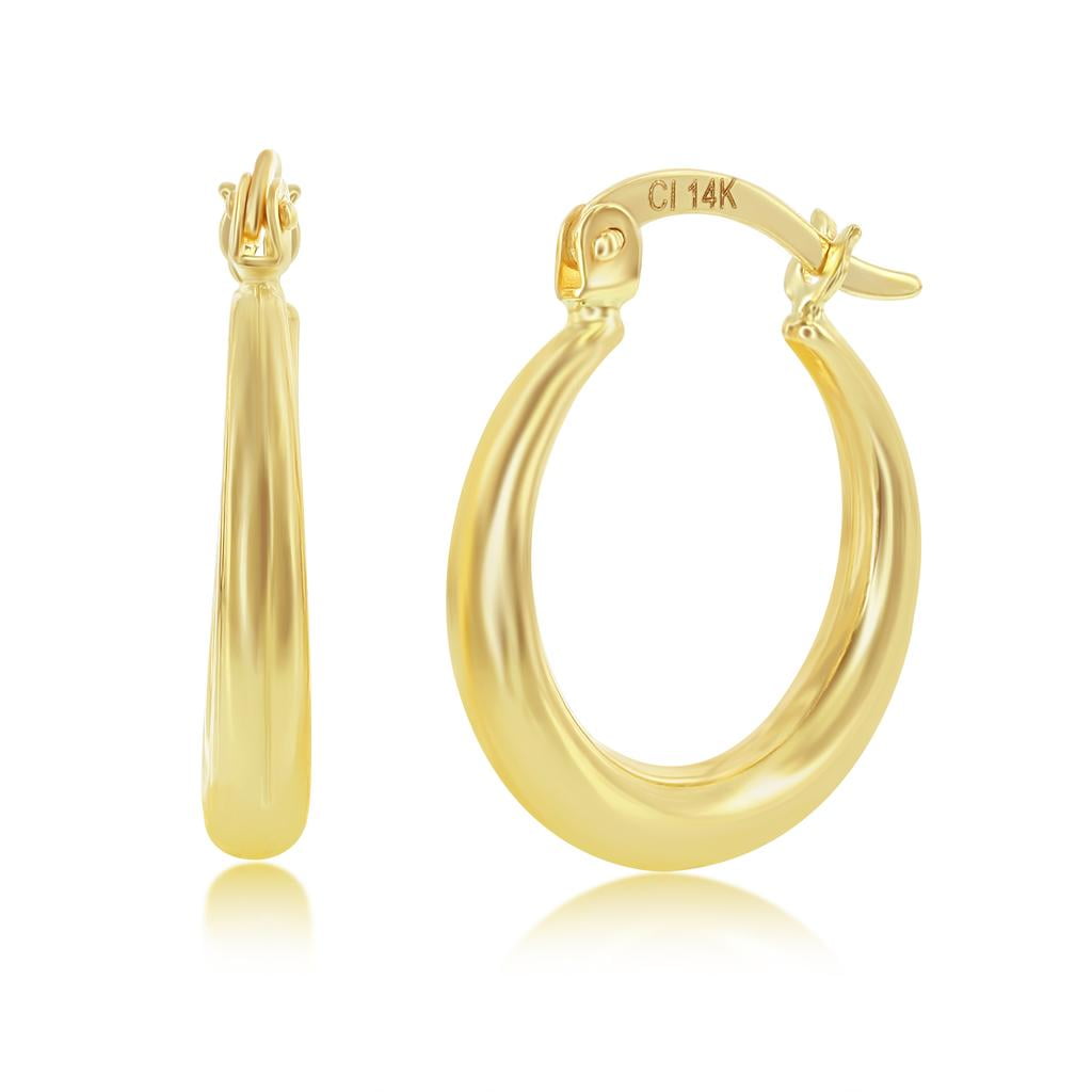 Real Gold Hoop Earrings - Gold Hoop Earrings for Women 14k Real Gold - 14k Gold Hoop Earrings 14k Real Gold -14 Karat Gold Hoop Earrings -14 Karat Gold Earrings - 18mm