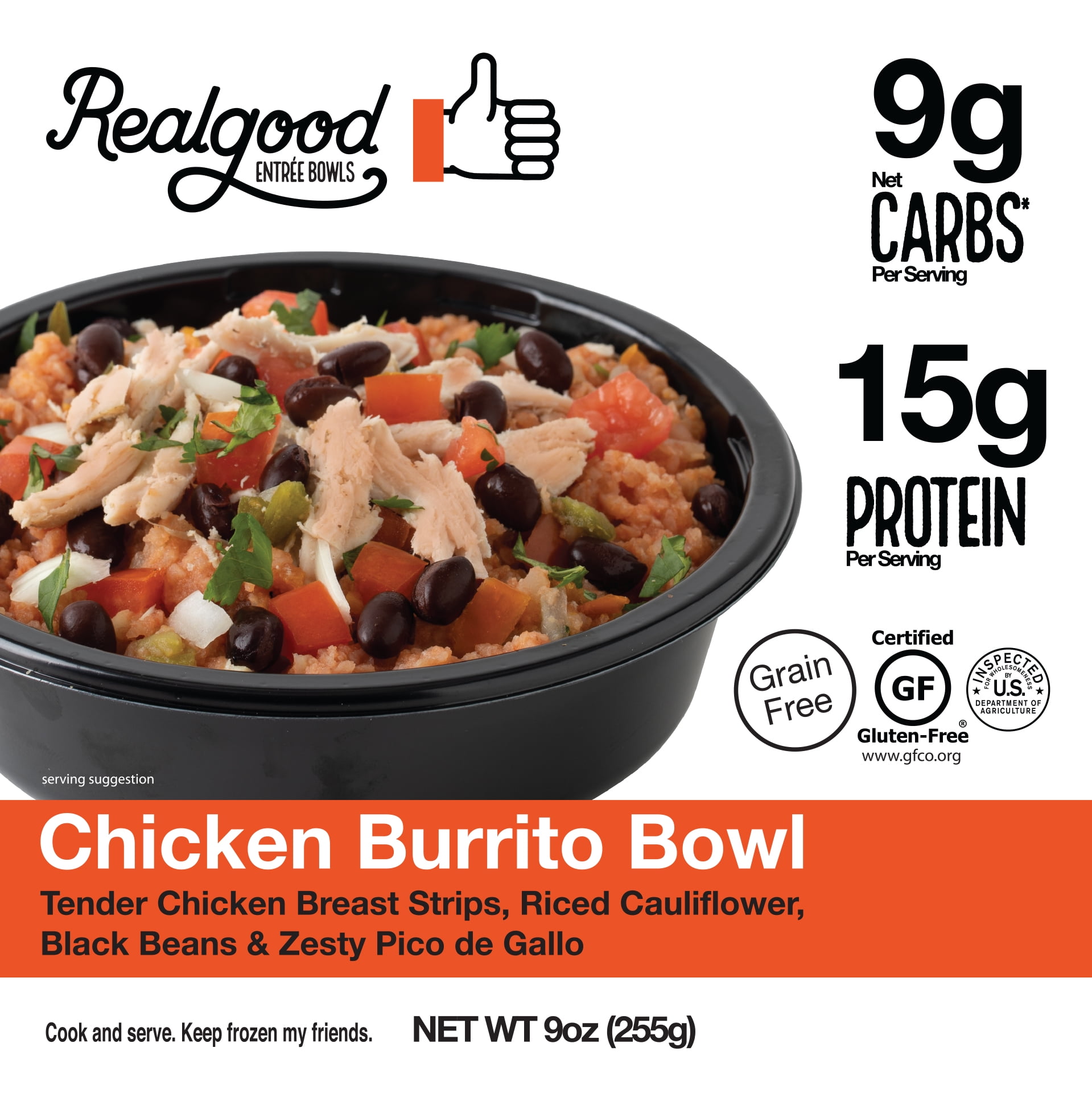 Real Good Foods Chicken Burrito Bowl, 9 Ounce -- 8 per case