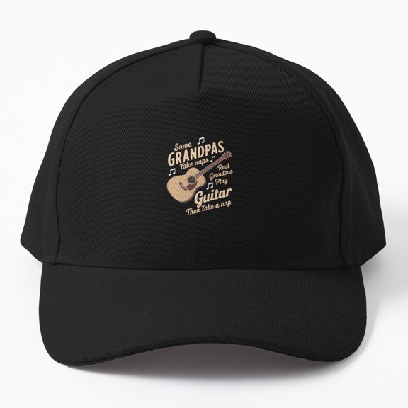 Real Grandpas Play Guitar Baseball Cap, Grandpa Nap Music Wordplay Design, Classic Hat