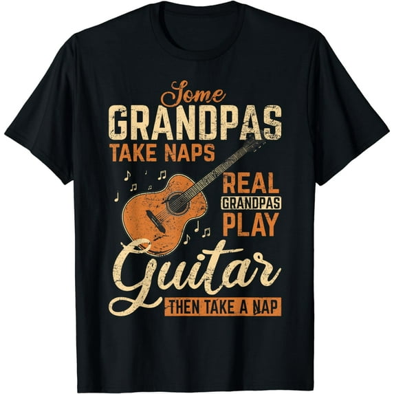 Real Grandpas Play Guitar Then Take Nap Funny Guitarist T-Shirt