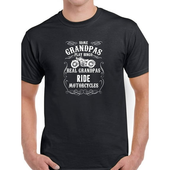 Real Grandpas Ride Motorcycles Men Black T-Shirt, Male Large