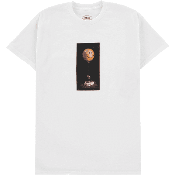 Real Happy Short Sleeve T-Shirt White, Small, Men's