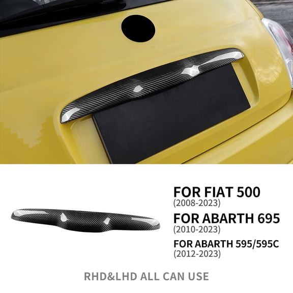 Real Hard Carbon Fiber Sticker Rear Trunk Lid Tailgate Handle Cover For Fiat 500 08-23 Abarth 595 2012-2023 Abarth 695 2010-2023.