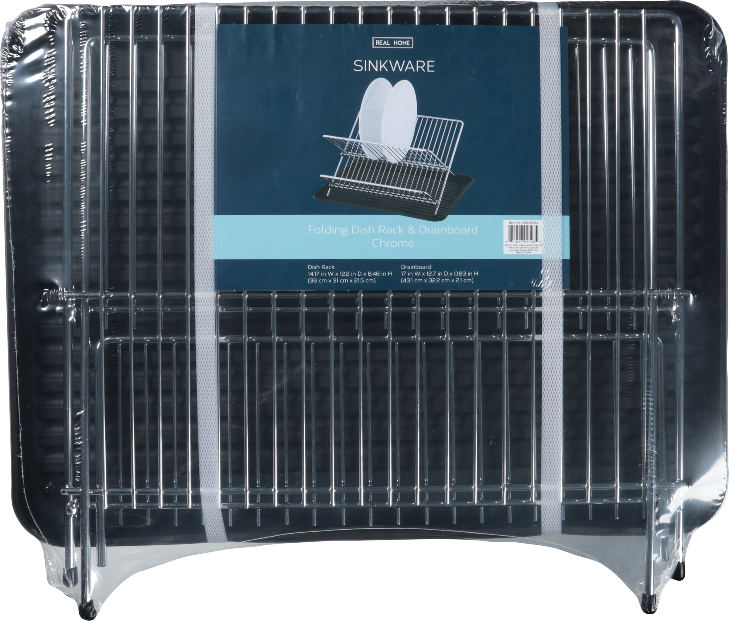 Real Home Innovations Folding Dish Rack Set, Chrome & Black