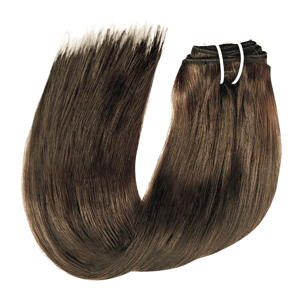 Real Human Hair Invisible Straight Seamless Clip On Hair Extensions 8pcs With 18 Clips Double Weft Hair 120g