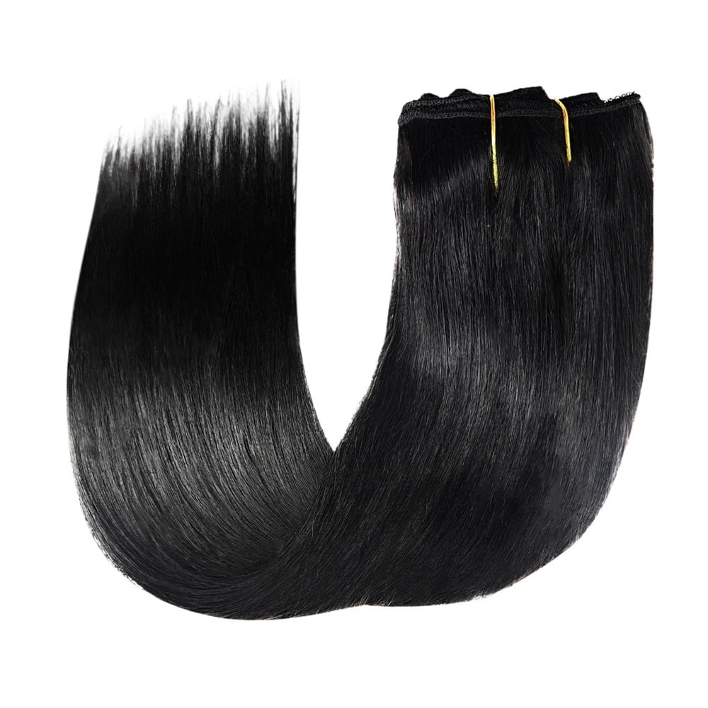 Real Human Hair Invisible Straight Seamless Clip On Hair Extensions 8pcs With 18 Clips Double Weft Hair 120g