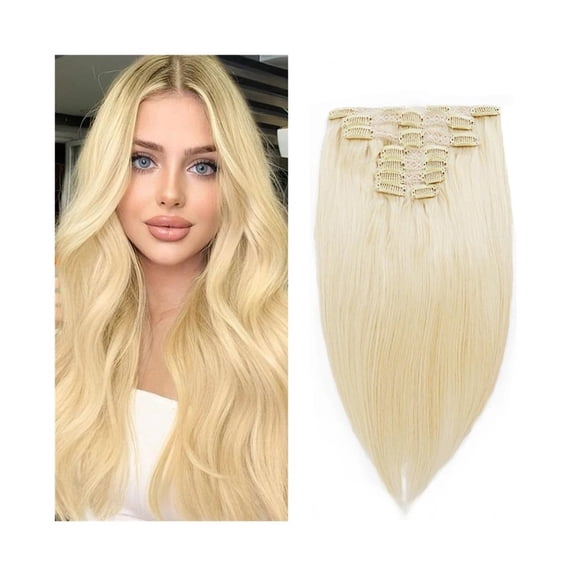 Real Human Hair Lace Clip In Hair Extensions Blonde #613 Remy Hair Extensions Double Wefted