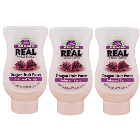 Real Infused Exotics Dragon Fruit Puree Infused Syrup, 16.9 Fl Oz (3 Pack)