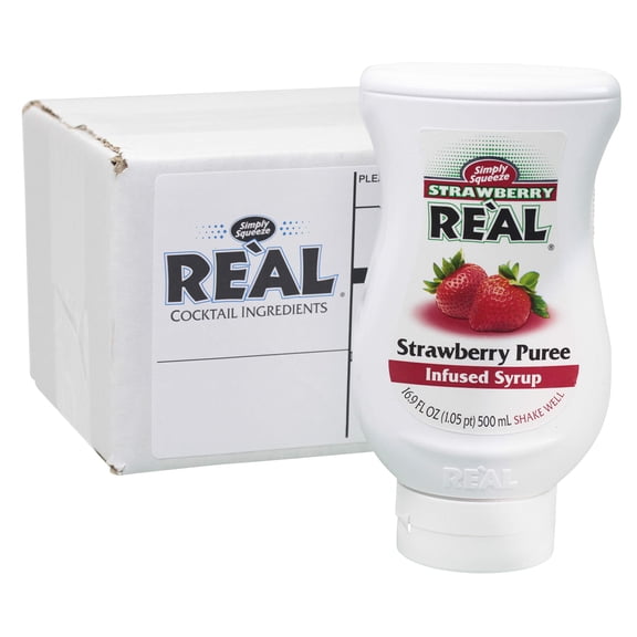 Real Infused Exotics - Syrup Strawberry Puree Real - 16.9 Fo, Case of 6