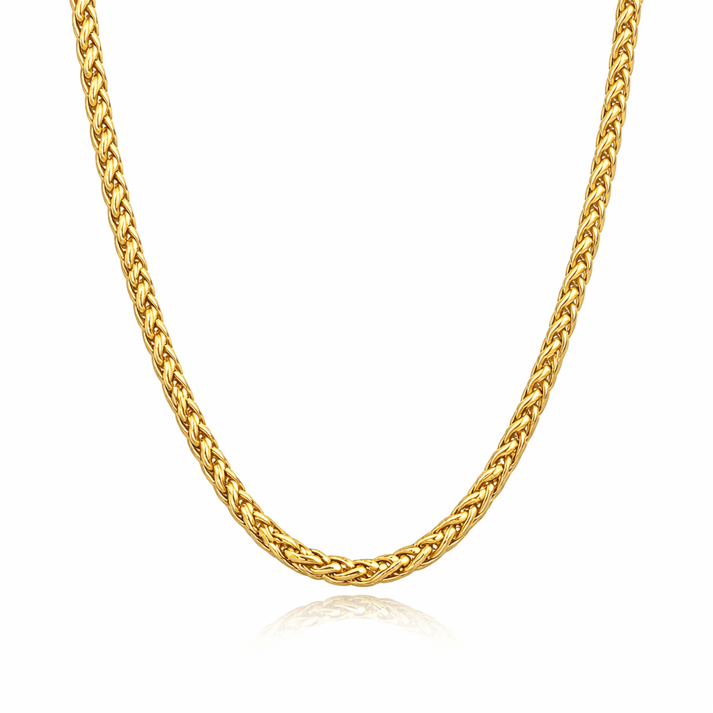 Real Italian 1/200 14k Yellow Gold Overlay Franco Chain Necklace Cadena Franco 3mm  20 inch  For Men and Women Crafted In Italy