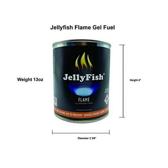 Real JELLYFISH Flame, 12 Cans (13 oz) Fireplace Gel Fuel Made in USA