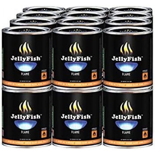 Real JellyFish Flame Premium Gel Fuel 24 Cans Indoor or Outdoor Made in