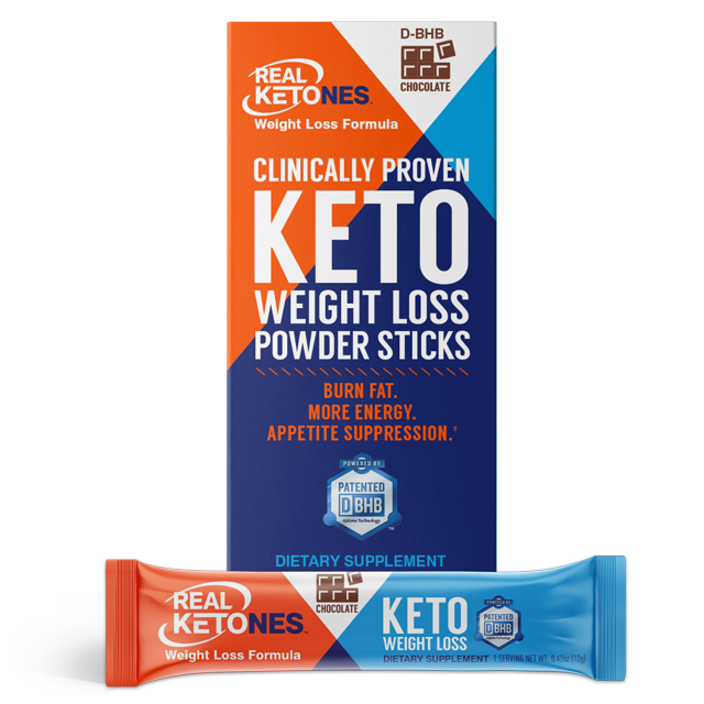 Real Ketones DBHB Keto Weight Loss Powder Sticks, Chocolate, 10 Count