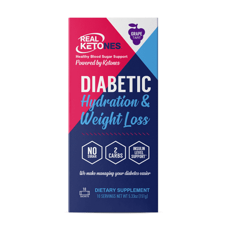 Real Ketones Diabetic Hydration, Zero Sugar, Grape Tart, 10 Count