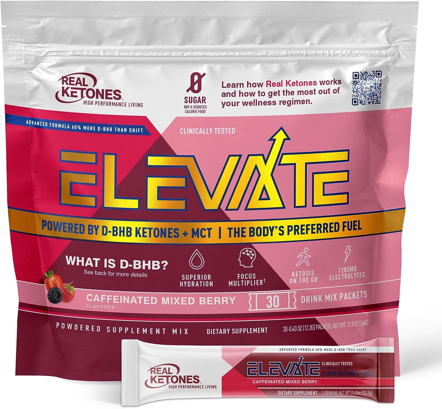 Real Ketones Elevate Keto Electrolytes Powder Drink Mix for Rapid