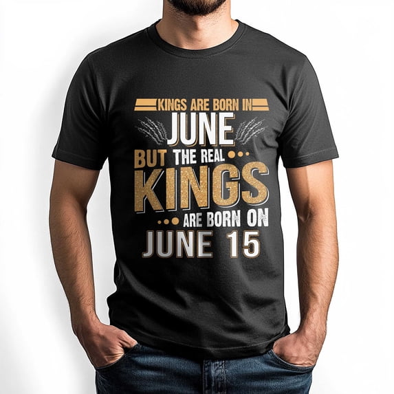 Real Kings Are Born on June 15 T-Shirt - Funny Birthday Gift for Men