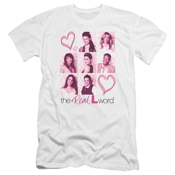 Real L Word - Hearts - Premium Slim Fit Short Sleeve Shirt - Large