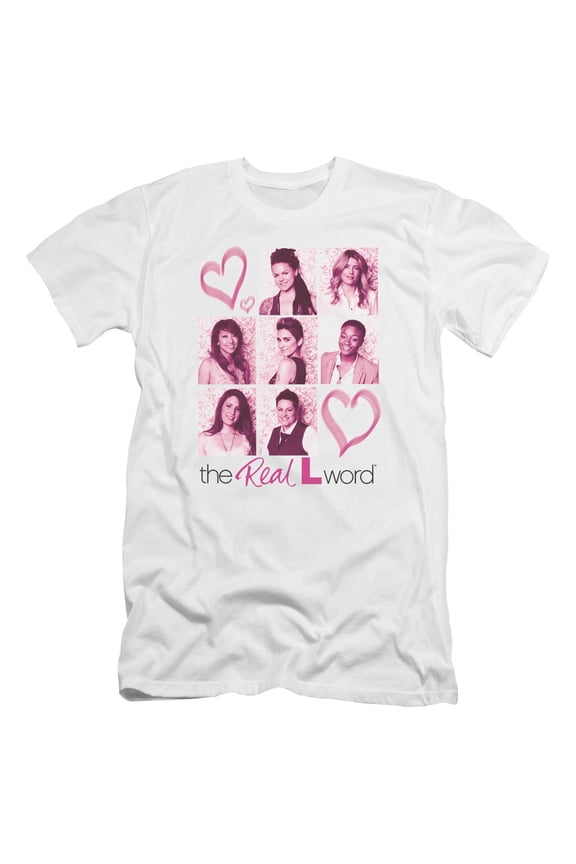 Real L Word - Hearts - Premium Slim Fit Short Sleeve Shirt - Large