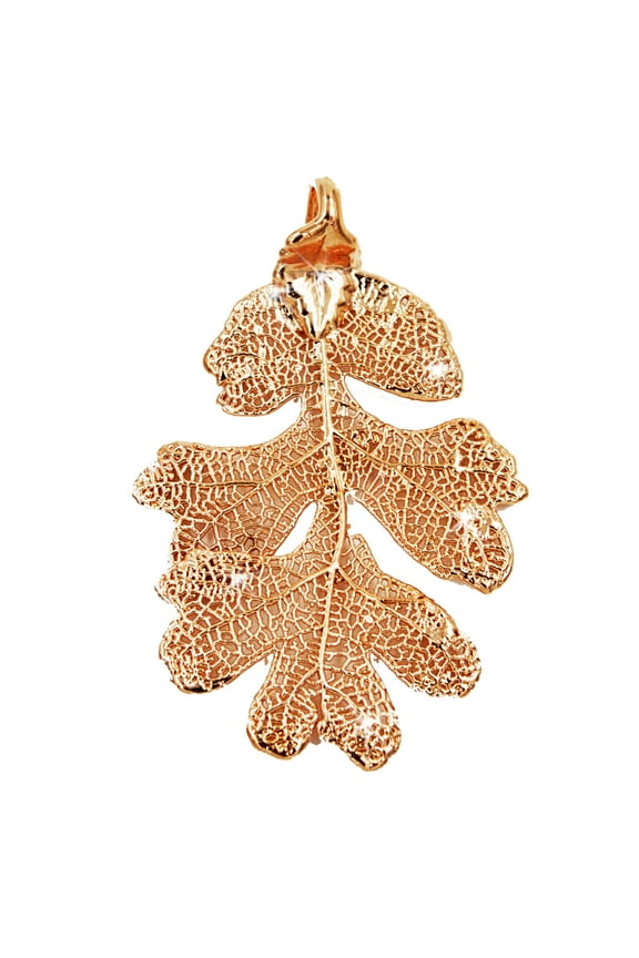 Real Leaf PENDANT Lacey OAK in Dipped Rose Gold Genuine Leaf