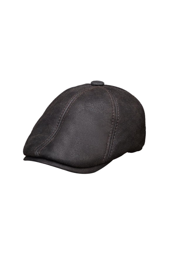Real Leather Baseball Cap Hat Winter Warm Russian Old Men Beret Newsboy Ear Flap Caps Hats With Real Fu-r Inside ,Fashion