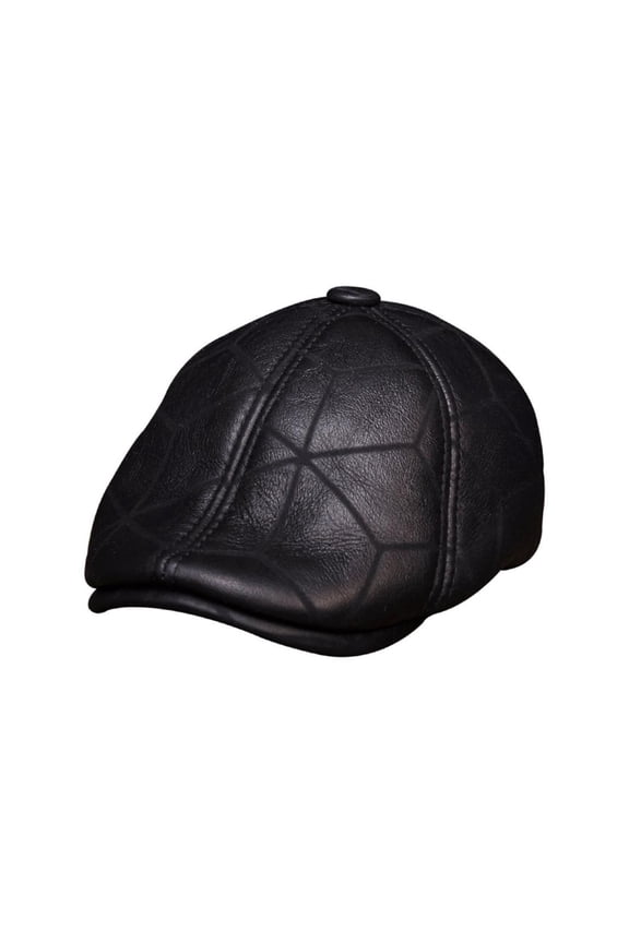 Real Leather Baseball Cap Hat Winter Warm Russian Old Men Beret Newsboy Ear Flap Caps Hats With Real Fu-r Inside ,Soft Feel