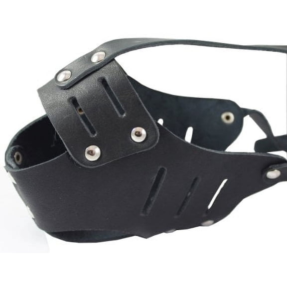 Real Leather Cage Basket Secure Dog Muzzle #117 Black - Poodle, Spaniel (Circumference 10.75", Snout Length 2.75")